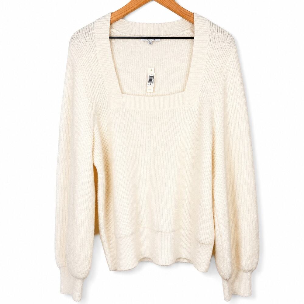 NWT Madewell Melwood Square Neck Pullover Sweater XL Ivory Coziest Yarn